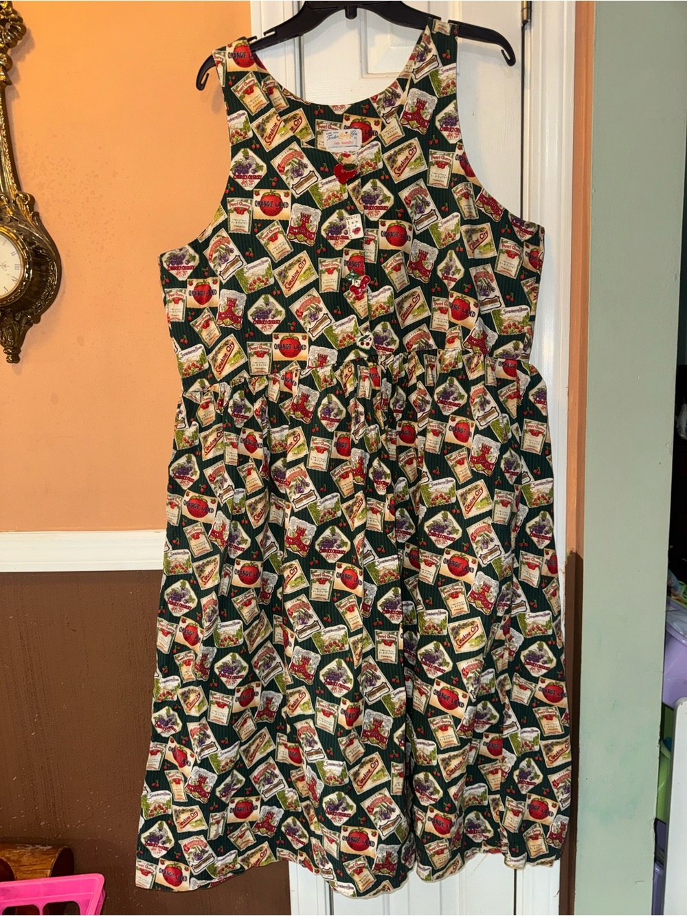 Vintage handmade Farmers market fruit Sleeveless Dress